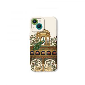 Ornate Peacock and Swan Elegance Silicone Case for Apple iPhone Series - iPhone 14, White