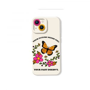 Floral Butterfly Motivation Silicone Case for Apple iPhone Series