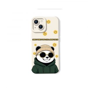 Cheerful Panda & Smiley Vibes Silicone Case for Apple iPhone Series