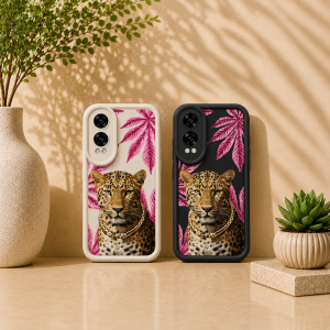 Wild Elegance Leopard & Foliage Silicone Case for OnePlus Nord CE 4Lite 5G