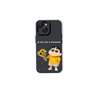 Whimsical Sunflower & Cartoon Charm Silicone Case for Apple iPhone Series
