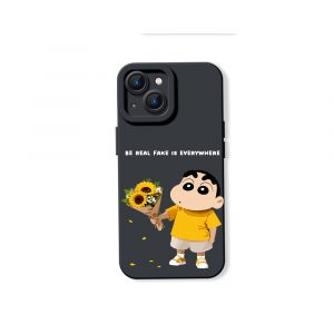 Whimsical Sunflower & Cartoon Charm Silicone Case for Apple iPhone Series
