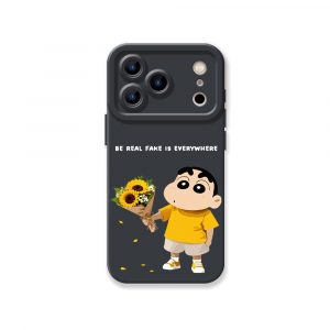 Whimsical Sunflower & Cartoon Charm Silicone Case for Apple iPhone Series