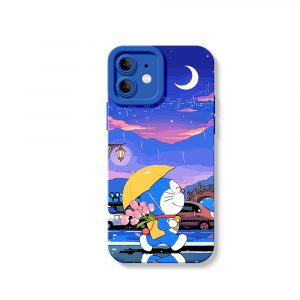 Dusk Stroll with Umbrella Cat Silicone Case for Apple iPhone Series - iPhone 11, Blue