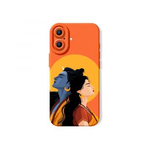 Vibrant Divine Silhouette Silicone Case for Apple iPhone Series - iPhone 17, Orange