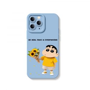Whimsical Sunflower & Cartoon Charm Silicone Case for Apple iPhone Series