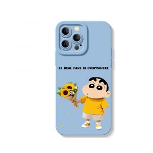 Whimsical Sunflower & Cartoon Charm Silicone Case for Apple iPhone Series