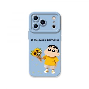 Whimsical Sunflower & Cartoon Charm Silicone Case for Apple iPhone Series