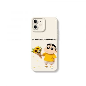 Whimsical Sunflower & Cartoon Charm Silicone Case for Apple iPhone Series