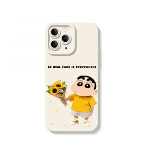 Whimsical Sunflower & Cartoon Charm Silicone Case for Apple iPhone Series