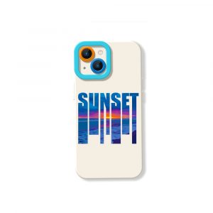 Vibrant Ocean Sunset Silicone Case for Apple iPhone Series - iPhone 15, White
