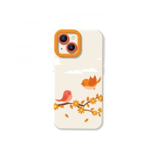 Chirpy Joy Bird Blossom Silicone Case for Apple iPhone Series - iPhone 15, White
