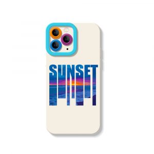 Vibrant Ocean Sunset Silicone Case for Apple iPhone Series - iPhone 16 Pro, White