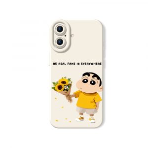 Whimsical Sunflower & Cartoon Charm Silicone Case for Apple iPhone Series