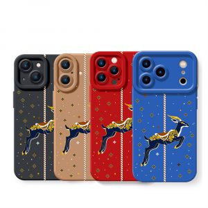 Starry Night Carousel Deer: Silicone Case for Apple iPhone Series