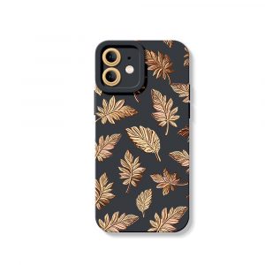 Elegant Autumn Leaf Print Silicone Case for Apple iPhone Series