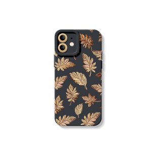 Elegant Autumn Leaf Print Silicone Case for Apple iPhone Series