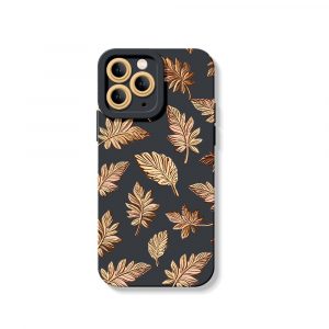 Elegant Autumn Leaf Print Silicone Case for Apple iPhone Series