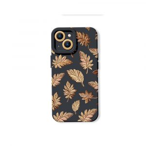 Elegant Autumn Leaf Print Silicone Case for Apple iPhone Series