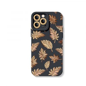Elegant Autumn Leaf Print Silicone Case for Apple iPhone Series