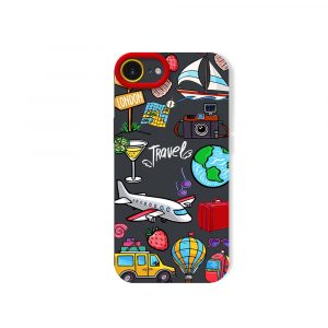 Awaits Travel Icons Silicone Case for Apple iPhone Series