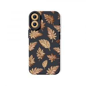 Elegant Autumn Leaf Print Silicone Case for Apple iPhone Series