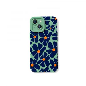 Bold Blossom Midnight: Silicone Case for Apple iPhone Series