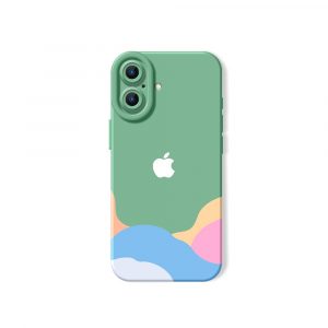 Dreamy Horizon Color Block Silicone Case for Apple iPhone Series - iPhone 16, Green