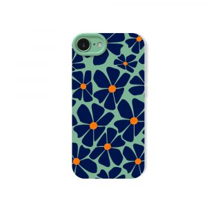 Bold Blossom Midnight: Silicone Case for Apple iPhone Series