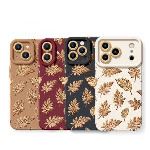 Elegant Autumn Leaf Print Silicone Case for Apple iPhone Series