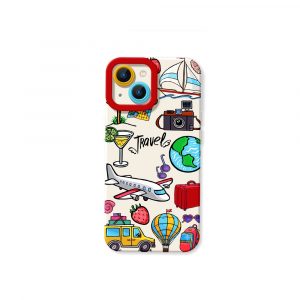 Awaits Travel Icons Silicone Case for Apple iPhone Series - iPhone 14, White