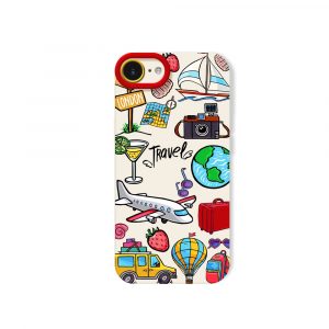 Awaits Travel Icons Silicone Case for Apple iPhone Series - iPhone 16e, White