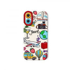 Awaits Travel Icons Silicone Case for Apple iPhone Series - iPhone 17, White