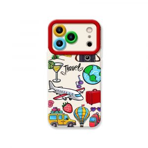 Awaits Travel Icons Silicone Case for Apple iPhone Series - iPhone 17 Pro Max, White