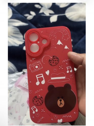 Click to view full screen Charming Bear Melody: Artistic Silicone Case for Apple iPhone Series photo review