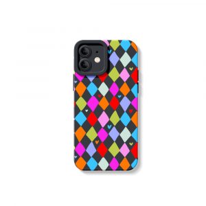 Colorful Harlequin Hearts Silicone Case for Apple iPhone Series