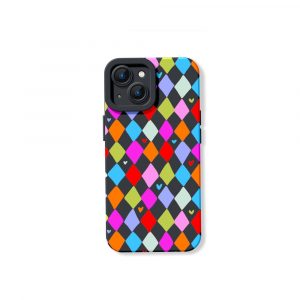 Colorful Harlequin Hearts Silicone Case for Apple iPhone Series