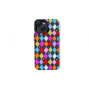 Colorful Harlequin Hearts Silicone Case for Apple iPhone Series
