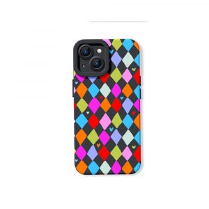 Colorful Harlequin Hearts Silicone Case for Apple iPhone Series