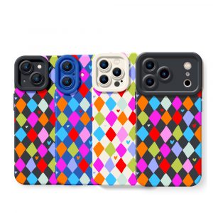 Colorful Harlequin Hearts Silicone Case for Apple iPhone Series