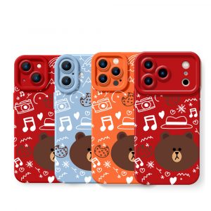 Charming Bear Melody: Artistic Silicone Case for Apple iPhone Series