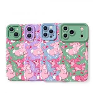 Whimsical Bunny Love Silicone Case for Apple iPhone Series