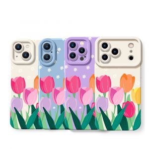 Spring Blossom Tulip Delight – Silicone Case for Apple iPhone Series