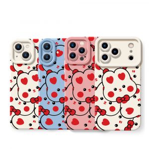 Cute Bear Love Hearts Silicone Case for Apple iPhone Series