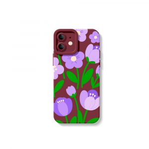 Purple Blossom Garden Silicone Case for Apple iPhone Series