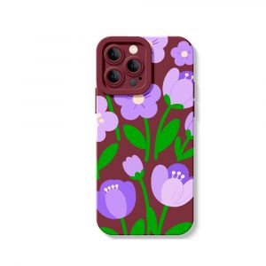 Purple Blossom Garden Silicone Case for Apple iPhone Series