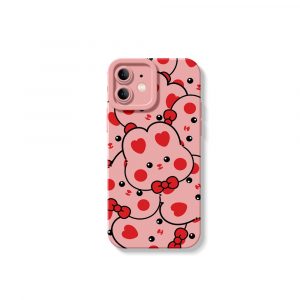 Cute Bear Love Hearts Silicone Case for Apple iPhone Series