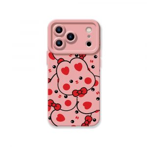 Cute Bear Love Hearts Silicone Case for Apple iPhone Series