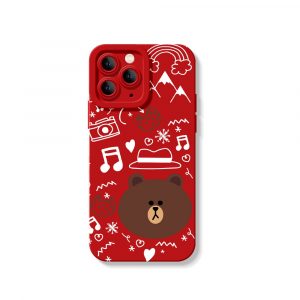 Charming Bear Melody: Artistic Silicone Case for Apple iPhone Series