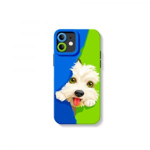 Playful Pup Portrait: Silicone Case for Apple iPhone Series